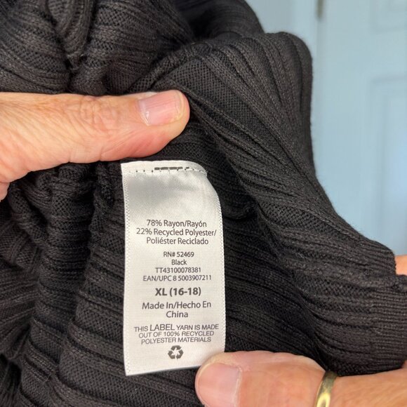 TIME AND TRU NEW Ribbed Turtleneck Womens XL Black Long Sleeve Stretch - Picture 5 of 8